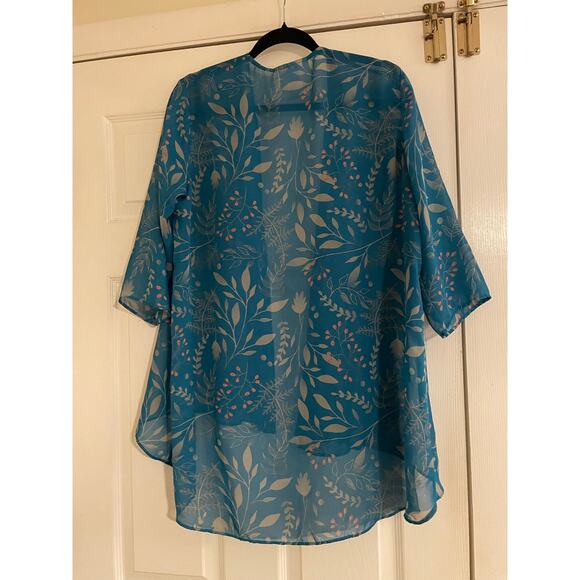 Open front light weight artsy fairy whimsical 3/4 sleeve coverup Petite medium - Picture 4 of 7